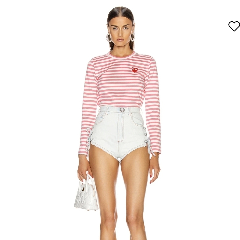 Comme Des Garcons Play Bright Stripe Long Sleeve T-shirt Pink Small NWOT - Picture 4 of 11